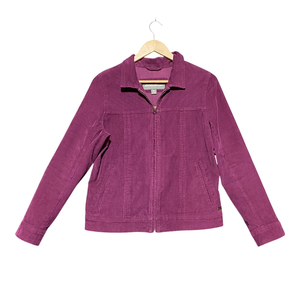 Eddie Bauer Women's Petite PM Plum Purple Corduroy Full Zip Jacket Outdoor